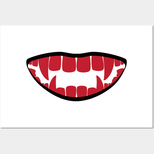 scary teeth face mask Wall Art by PIIZ